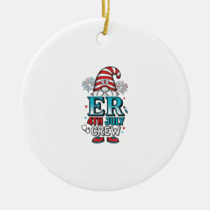 ER 4th July Crew Patriotic Gnome Shirt Design_1 Ceramic Tree Decoration