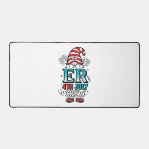 ER 4th July Crew Patriotic Gnome Shirt Design_1 Desk Mat