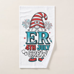 ER 4th July Crew Patriotic Gnome Shirt Design_1 Hand Towel