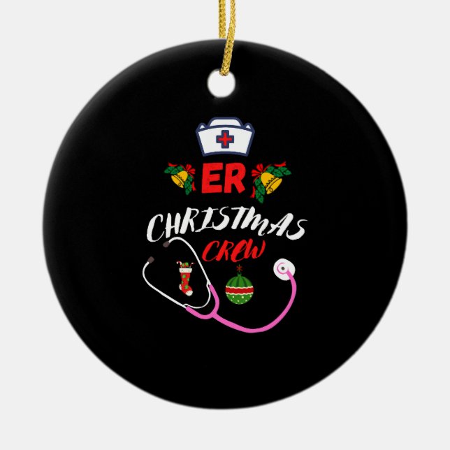ER Christmas Crew Ceramic Tree Decoration (Front)