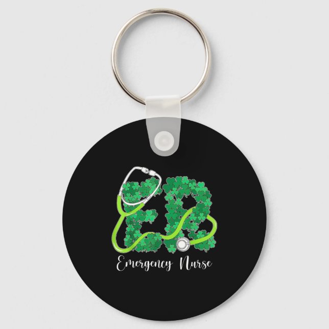 Er Emergency Nurse Stethoscope St. Patrick's Day S Key Ring (Front)