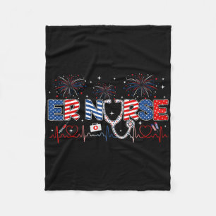 Er Nurse 4th Of July American Flag Patriotic Usa S Fleece Blanket