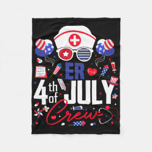 Er Nurse 4th Of July Crew Independence Day Patriot Fleece Blanket