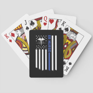ER Nurse American Flag Nursing ER EMT Nurse Playing Cards