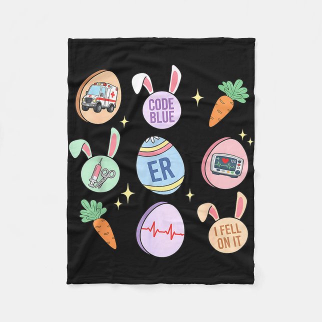Er nurse easter emergency room spring t retro ed fleece blanket (Front)