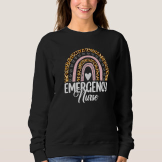 ER Nurse Emergency Room Nurse Rainbow Leopard Wome Sweatshirt