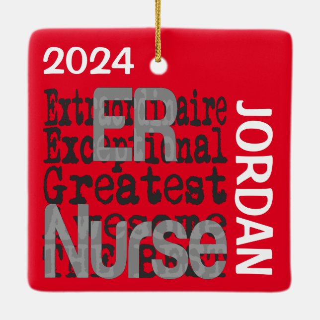 ER Nurse Extraordinaire CUSTOM Ceramic Ornament (Back)