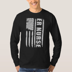 Er Nurse Flag Vintage Retro Nurse Er Patriotic Men T-Shirt