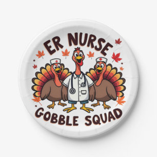 ER Nurse Gobble Squad Thanksgiving Nursing  Paper Plate
