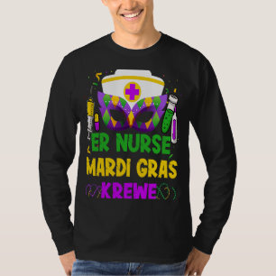 ER Nurse Krewe Mardi Gras Nursing Mask Carnival W T-Shirt