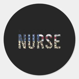 ER Nurse Patriotic Memorial Day 4th of July  Classic Round Sticker