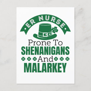 ER Nurse Prone to Shenanigans St Patricks Day  Postcard