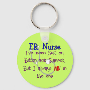 ER Nurse "SPIT ON BITTEN  and SLAPPED" Key Ring