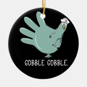 ER Nurse Turkey Gobble Squad ER Nurse Thanksgiving Ceramic Tree Decoration