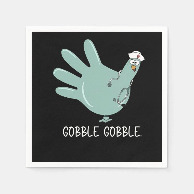 ER Nurse Turkey Gobble Squad ER Nurse Thanksgiving Napkin (Front)