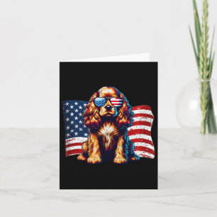 Er Spaniel American Flag Sungles Patriotic Vintage Card