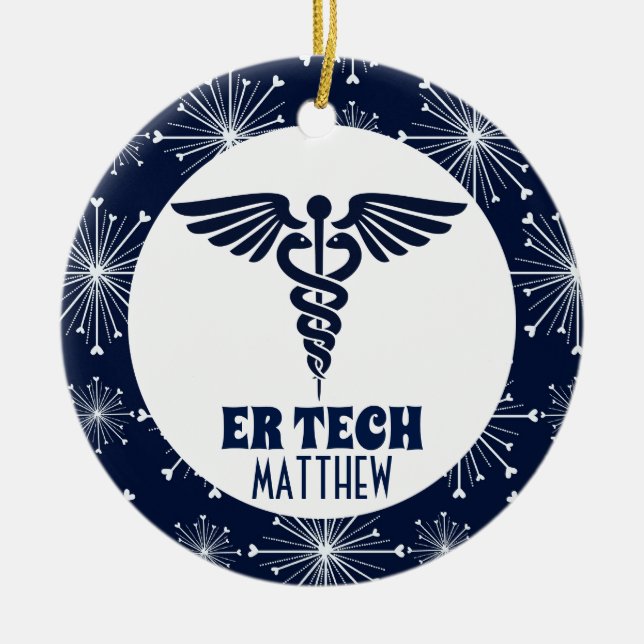 ER Tech Emergency Room Technician Ceramic Tree Decoration (Front)