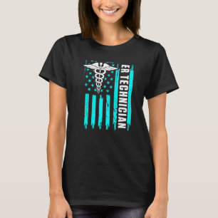 ER Technician Brain Emergency Room Tech With Ameri T-Shirt