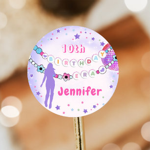 Eras Birthday Party Friendship Bracelet Classic Round Sticker