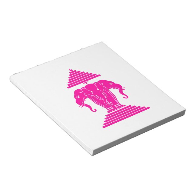Erawan Pink Three Headed Elephant Lao / Laos Flag Notepad (Angled)