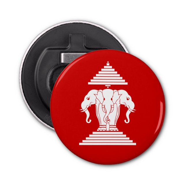 Erawan Three Headed Elephant Lao / Laos Flag Bottle Opener (Front)