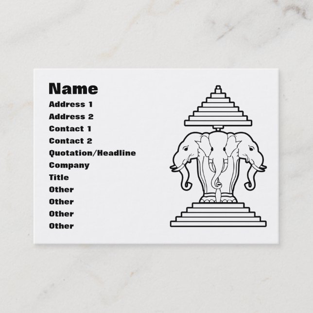 Erawan Three Headed Elephant Lao / Laos Flag Business Card (Front)