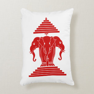 Erawan Three Headed Elephant Lao / Laos Flag Decorative Cushion