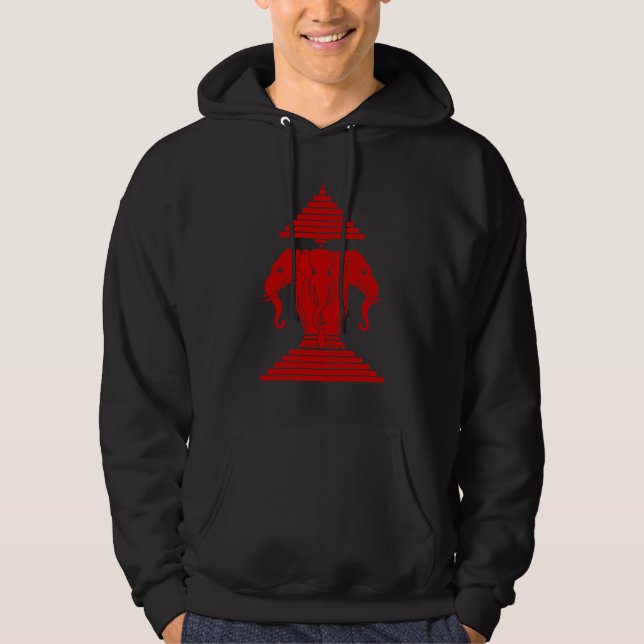 Erawan Three Headed Elephant Lao / Laos Flag Hoodie (Front)