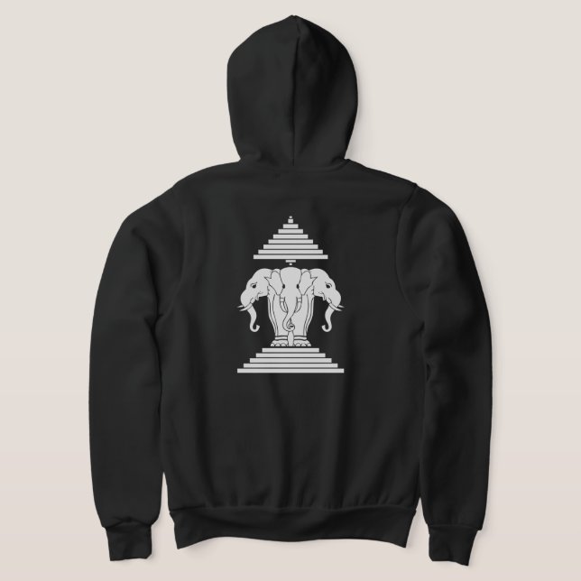 Erawan Three Headed Elephant Lao / Laos Flag Hoodie (Laydown Back)