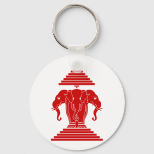Erawan Three Headed Elephant Lao / Laos Flag Key Ring
