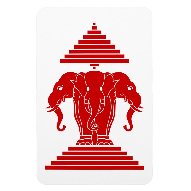 Erawan Three Headed Elephant Lao / Laos Flag Magnet (Vertical)