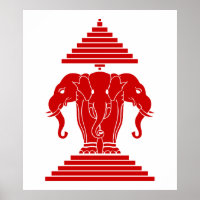 Erawan Three Headed Elephant Lao / Laos Flag