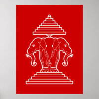 Erawan Three Headed Elephant Lao / Laos Flag