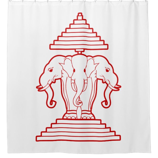 Erawan Three Headed Elephant Lao / Laos Flag Shower Curtain (Front)