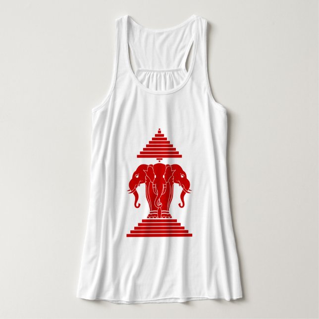 Erawan Three Headed Elephant Lao / Laos Flag Singlet (Design Front)