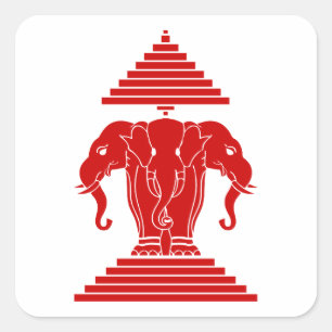 Erawan Three Headed Elephant Lao / Laos Flag Square Sticker