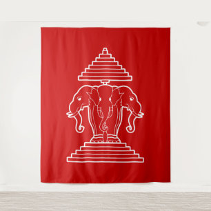 Erawan Three Headed Elephant Lao / Laos Flag Tapestry