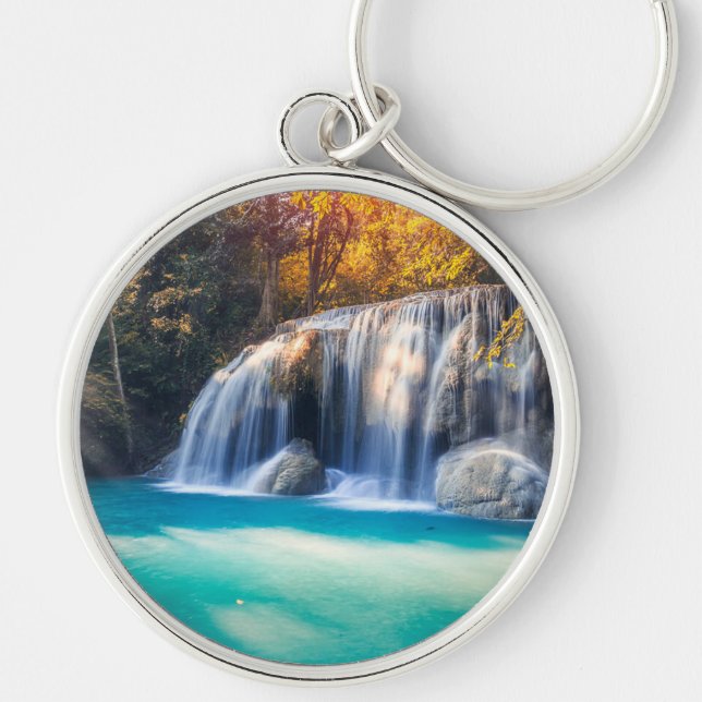 Erawan Waterfall in Kanjanaburi Province Thailand  Key Ring (Front)