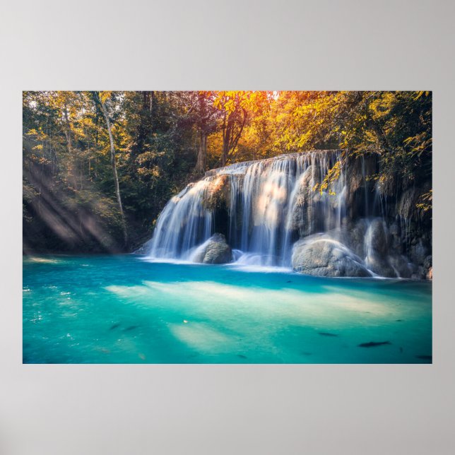 Erawan Waterfall in Kanjanaburi Province Thailand  Poster (Front)