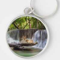 Erawan Waterfall with Deer Relaxing    
