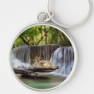 Erawan Waterfall with Deer Relaxing Key Ring
