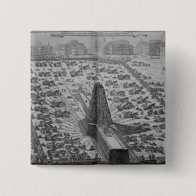 Erecting the Ancient Egyptian Obelisk 15 Cm Square Badge (Front)