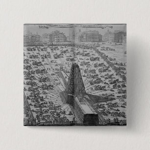 Erecting the Ancient Egyptian Obelisk 15 Cm Square Badge