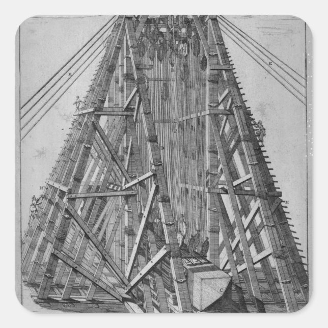 Erecting the Ancient Egyptian Obelisk Square Sticker (Front)