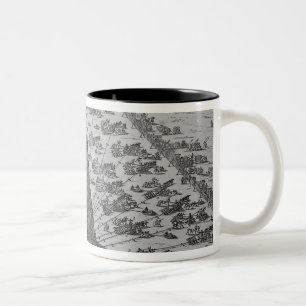 Erecting the Ancient Egyptian Obelisk Two-Tone Coffee Mug