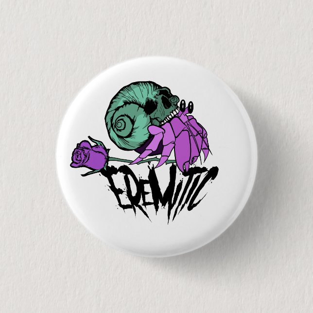 Eremitic Crab & Skull 3 Cm Round Badge (Front)