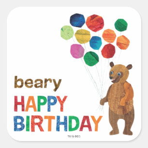 Eric Carle Brown Bear - Beary Happy Birthday Square Sticker