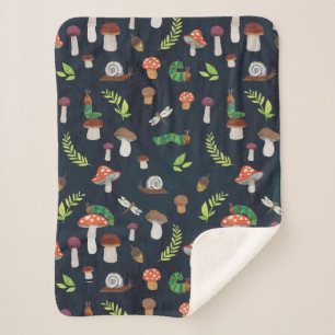 Eric Carle   Bugs and Mushrooms Pattern Sherpa Blanket