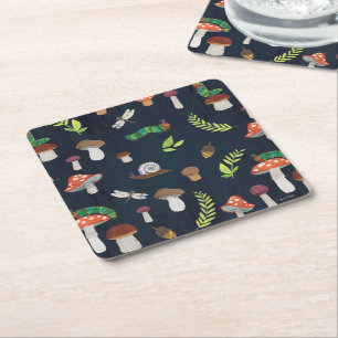 Eric Carle   Bugs and Mushrooms Pattern Square Paper Coaster