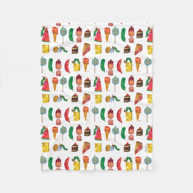 Eric Carle | Caterpillar and Food Pattern Fleece Blanket (Front)